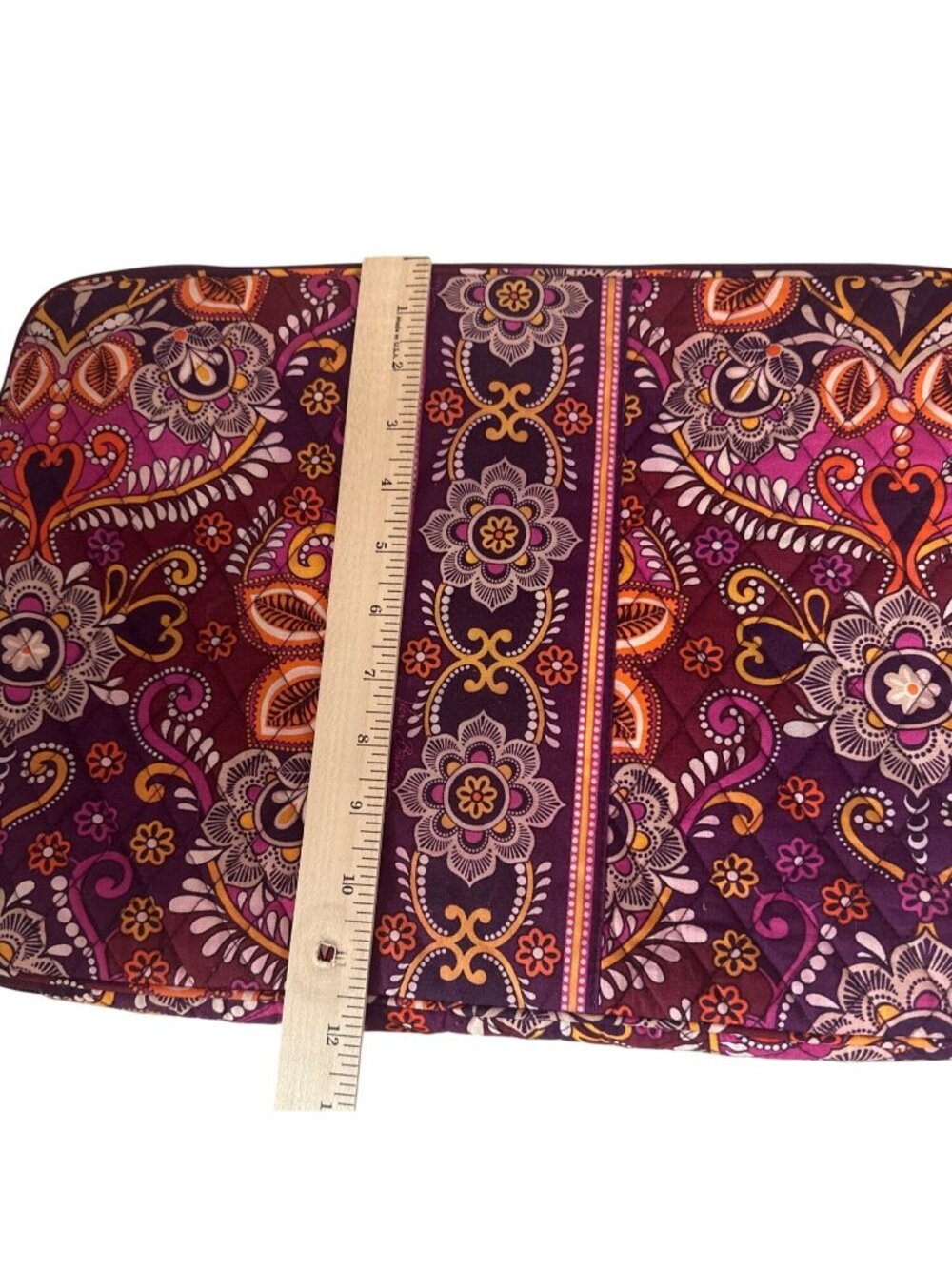 Vera Bradley Quilted Floral Laptop Sleeve 17" Safari Sunset Purple/Orange - Picture 4 of 10
